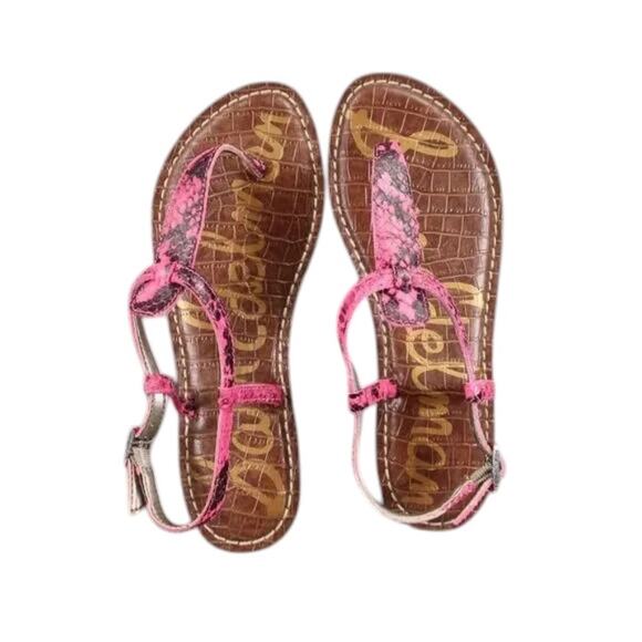 Sam Edelman Shoes Womens 5 Sandals Fashion Casual Snake Print Leather Pink Gigi - Picture 6 of 12